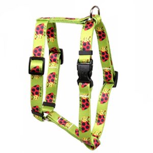yellow dog design lovely ladybugs roman style dog harness, x-large/1" wide