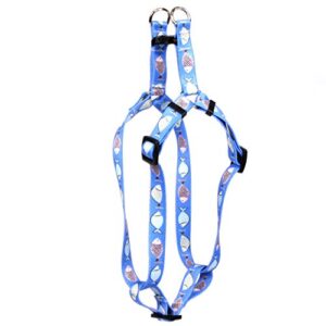 yellow dog design go fish step-in dog harness 3/4" wide and fits chest circumference of 9 to 15", small