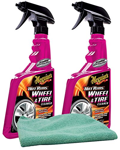 Meguiar's Hot Rims Wheel & Tire Cleaner (24 oz.) Bundle with Microfiber Cloth (3 Items)