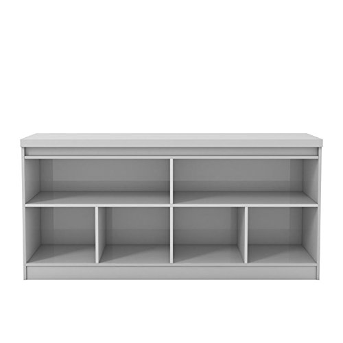 Manhattan Comfort Viennese Collection Mirrored Buffet Cabinet/Dining Console with Compartment Shelves, 62.99" Inches, White Gloss