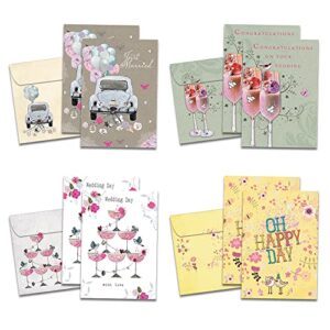 tree-free greetings wedding greeting cards assortment - 4 unique congratulations designs - pack of 8 individual cards + matching envelopes, 5" x 7" (ga31462)