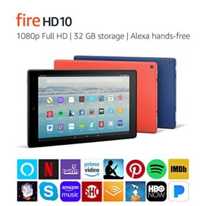 fire hd 10 tablet with alexa hands-free, 10.1" 1080p full hd display, 32 gb, marine blue (previous generation - 7th)