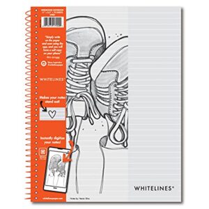 ROARING SPRING Whitelines Premium Line Ruled Spiral Notebook, Digitally Download Your Notes, FREE App, 11" x 8.5" 70 Sheets