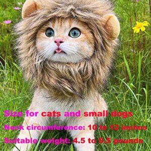 RosyLife Lion Mane Wig for Cat Costume Pet Adjustable Washable Comfortable Fancy Lion Hair Cat Clothes Dress for Halloween Christmas Easter Festival Party Activity (Brown)