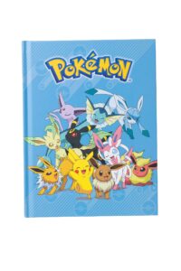 silver buffalo pokémon eevee & pikachu hard cover journal notebook with ribbon book mark, 6 x 8 inches, blue