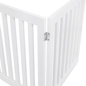 Internet's Best Traditional Dog Gate for The Home, Doorway, Stairs | 3 Panel | 24in H x 60in W | Small or Older Dogs, Puppies, Cat | Free Standing | Indoor Folding Pet Barrier | Wooden MDF | White