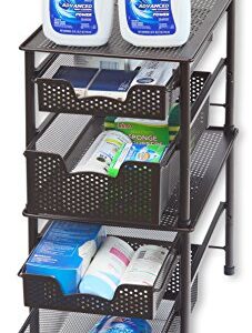 SimpleHouseware Stackable 2 Tier Sliding Basket Organizer Drawer, Bronze