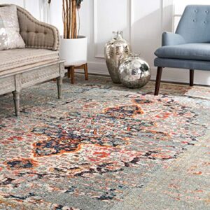 nuloom sarita distressed persian area rug, 7' 10" x 11', grey