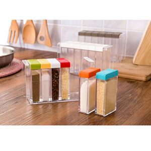 Spice Shaker, 6 Pcs Seasoning Rack Spice Pots Storage Container Condiment Jars with Tray for Salt Sugar Cruet