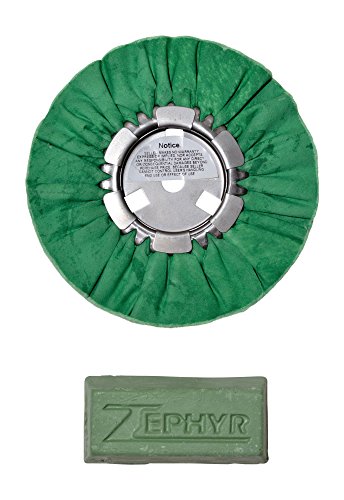 Zephyr Products AWG58-8WB Green 8" Hall Airway Buffing Wheel with 1 LB Green Bar Medium/Lite Cut, 1 Pack