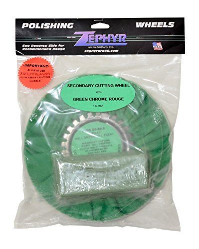 Zephyr Products AWG58-8WB Green 8" Hall Airway Buffing Wheel with 1 LB Green Bar Medium/Lite Cut, 1 Pack