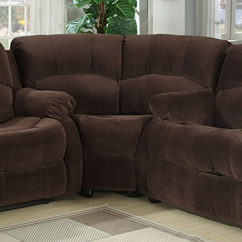 AC Pacific Tracey Collection Contemporary 3-Piece Tufted Living Room Set with Sectional, Queen Sofa Bed, and Reclining Loveseat with Storage Console and Cup Holders, Chocolate