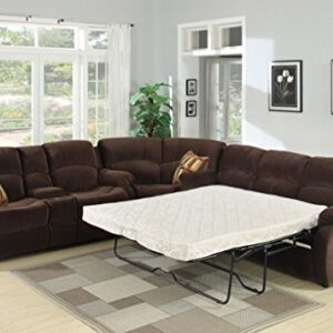 AC Pacific Tracey Collection Contemporary 3-Piece Tufted Living Room Set with Sectional, Queen Sofa Bed, and Reclining Loveseat with Storage Console and Cup Holders, Chocolate