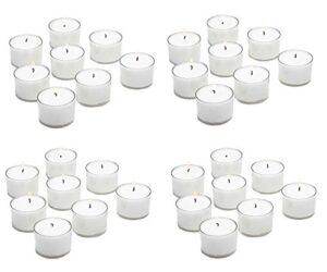 d'light online clear cupped extended burn 7 hour long burn unscented white tealight candles in clear plastic cups - set of 100