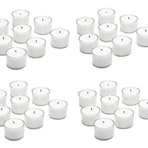 D'Light Online Clear Cupped Extended Burn 7 Hour Long Burn Unscented White Tealight Candles in Clear Plastic Cups - Set of 100