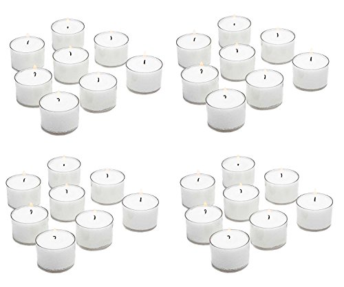 D'Light Online Clear Cupped Extended Burn 7 Hour Long Burn Unscented White Tealight Candles in Clear Plastic Cups - Set of 100