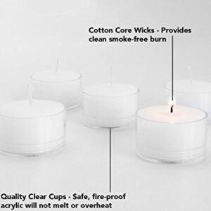 D'Light Online Clear Cupped Extended Burn 7 Hour Long Burn Unscented White Tealight Candles in Clear Plastic Cups - Set of 100