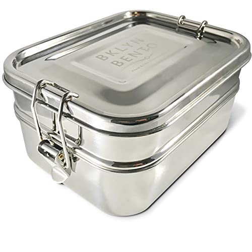 Stainless Steel Bento Box Lunch Box, A Large Metal 3 Compartment Tiffin Food Container Lunchbox For Boys Girls & Adults, Eco Friendly Meal Prep Food Container Storage For School or Work