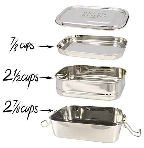 Stainless Steel Bento Box Lunch Box, A Large Metal 3 Compartment Tiffin Food Container Lunchbox For Boys Girls & Adults, Eco Friendly Meal Prep Food Container Storage For School or Work