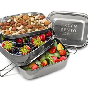 Stainless Steel Bento Box Lunch Box, A Large Metal 3 Compartment Tiffin Food Container Lunchbox For Boys Girls & Adults, Eco Friendly Meal Prep Food Container Storage For School or Work