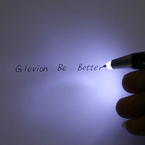 Glovion Lighted Tip Pen with Stylus 3-in-1 - LED Penlight Light Up Pen Light Ballpoint Pen with Light for Writing in The Dark - Pack of 3 - White Light - GL006