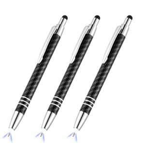 glovion lighted tip pen with stylus 3-in-1 - led penlight light up pen light ballpoint pen with light for writing in the dark - pack of 3 - white light - gl006