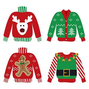 big dot of happiness ugly sweater - diy shaped holiday and christmas paper cut-outs - 24 count