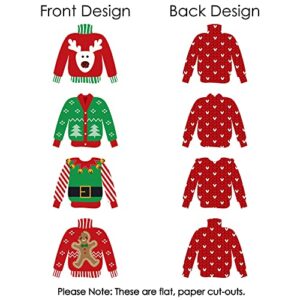 Big Dot of Happiness Ugly Sweater - DIY Shaped Holiday and Christmas Paper Cut-Outs - 24 Count