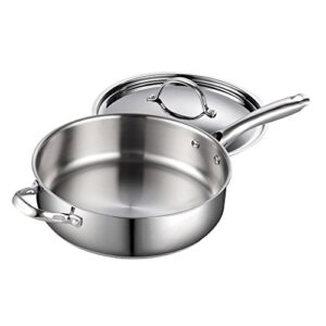 Cooks Standard Classic Stainless Steel Deep Lid 5 Quart/11-Inch Saute Pan, 5 Quart, Silver