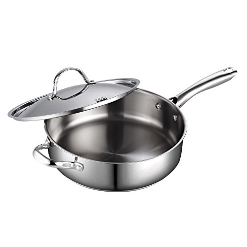 Cooks Standard Classic Stainless Steel Deep Lid 5 Quart/11-Inch Saute Pan, 5 Quart, Silver