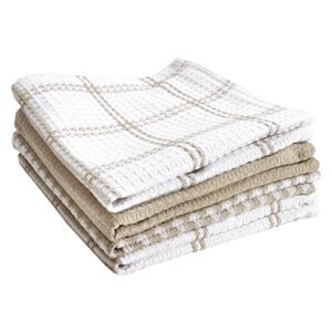 100% cotton flat waffle dish cloths for washing dishes, 12"x13", 4-pack, sand t-fal textiles