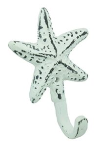 starfish wall hook distressed white on iron