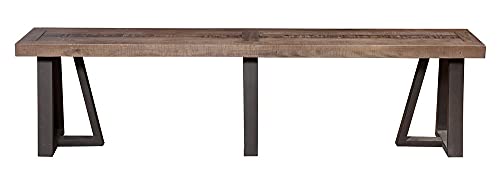 Alpine Furniture Prairie Bench, 75" W x 14" D x 18" H, Reclaimed Natural and Black Finish