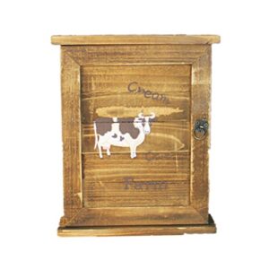 tinksky key storage cabinet wooden wall mounted key cabinet with panel door sheep carvings key hanging gift for christmas or birthday