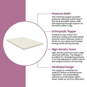 Sprign Sleep Foam Topper,Adds Comfort to Mattress, Twin, White