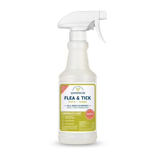 Wondercide - Flea, Tick & Mosquito Spray for Dogs, Cats, and Home - Flea and Tick Killer, Control, Prevention, Treatment - with Natural Essential Oils - Pet and Family Safe - Lemongrass 16 oz