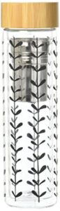 pinky up blair leaf patterned glass travel infuser mug set of 1