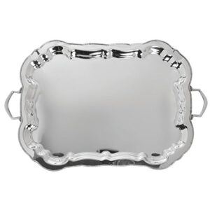 hubert® serving tray stainless steel round with beaded edge - 27" l x 17 1/2" w x 1 1/2" h