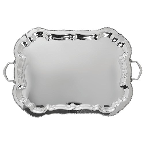 HUBERT® Serving Tray Stainless Steel Round with Beaded Edge - 27" L x 17 1/2" W x 1 1/2" H