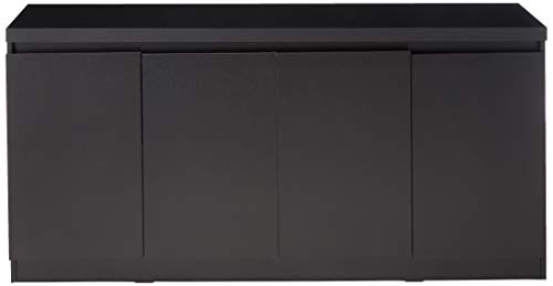 Manhattan Comfort Viennese Collection Mirrored Buffet Cabinet/Dining Console with Compartment Shelves, 62.99" Inches, Black Matte