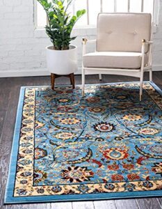 unique loom espahan collection area rug - cape cod (2' 2" x 3' 1" rectangle, blue/ black)