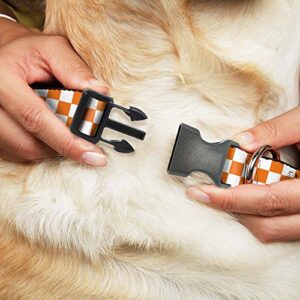 Buckle-Down Plastic Clip Collar - Checker White/TN Orange - 1" Wide - Fits 11-17" Neck - Medium