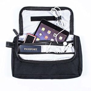 g.u.s travel media pouch | tablet, power bank, cell phone, charger cord organizer cord travel pouch | travel organizer bag for electronic accessories & mobile gadgets | midnight black