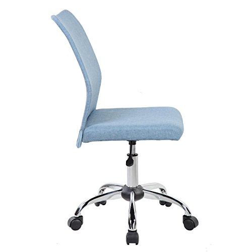 Techni Mobili Modern Office Chair with Height Adjustment, Technical Executive Task Chair with Non Marking Caster Wheels, Blue