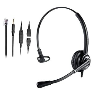 mairdi telephone headset with rj9 jack & 3.5mm connector for landline deskphone cell phone pc laptop, office headset with microphone for call center, work for cisco phone 7941 7965 6941 7861 8811