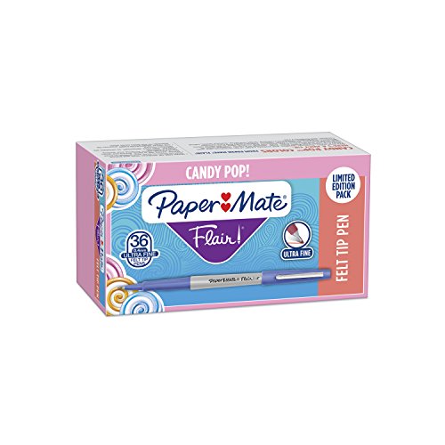 Paper Mate® Flair® Felt Tip Pens, Ultra Fine Point, Limited Edition Candy Pop™ Pack, Box of 36(Packaging may vary)