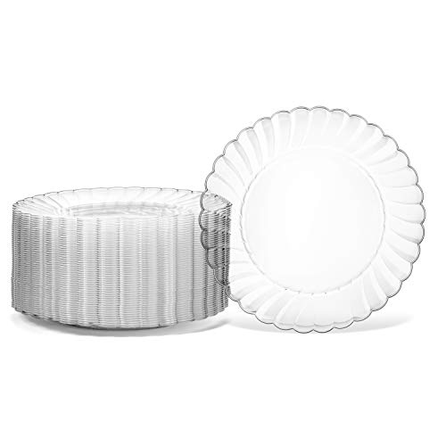 Oasis Creations Premium Hard Plastic Plate Set 100 x 6” Clear Round Plates - Washable & Reusable - Party Supplies For Birthdays, Celebrations, Buffets, Fiestas, Catering & More