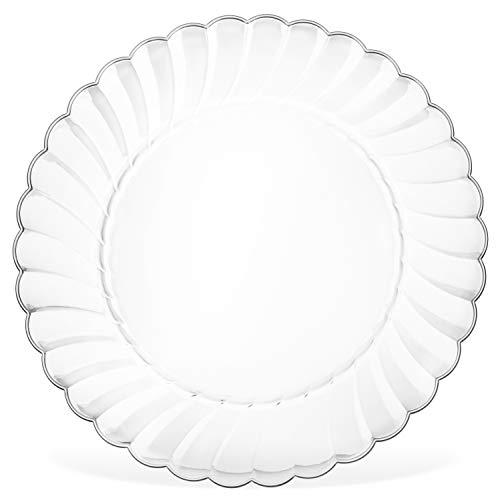 Oasis Creations Premium Hard Plastic Plate Set 100 x 6” Clear Round Plates - Washable & Reusable - Party Supplies For Birthdays, Celebrations, Buffets, Fiestas, Catering & More