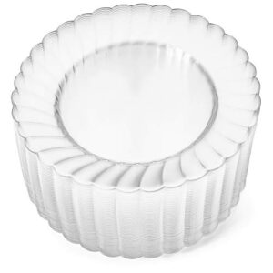 Oasis Creations Premium Hard Plastic Plate Set 100 x 6” Clear Round Plates - Washable & Reusable - Party Supplies For Birthdays, Celebrations, Buffets, Fiestas, Catering & More