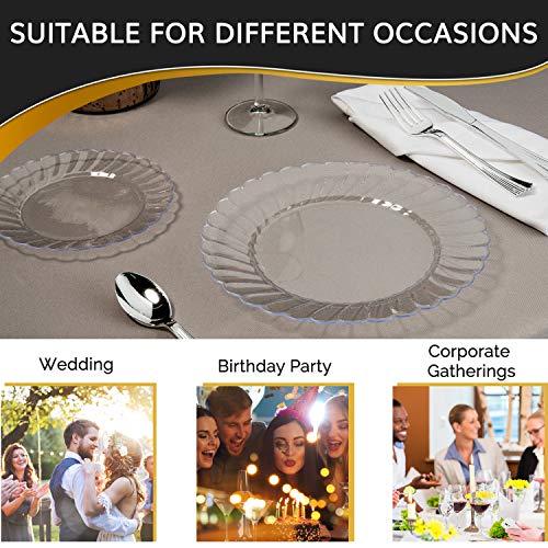 Oasis Creations Premium Hard Plastic Plate Set 100 x 6” Clear Round Plates - Washable & Reusable - Party Supplies For Birthdays, Celebrations, Buffets, Fiestas, Catering & More